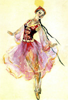 The sketch of Nazym's costume for the“Kambar and Nazym” ballet